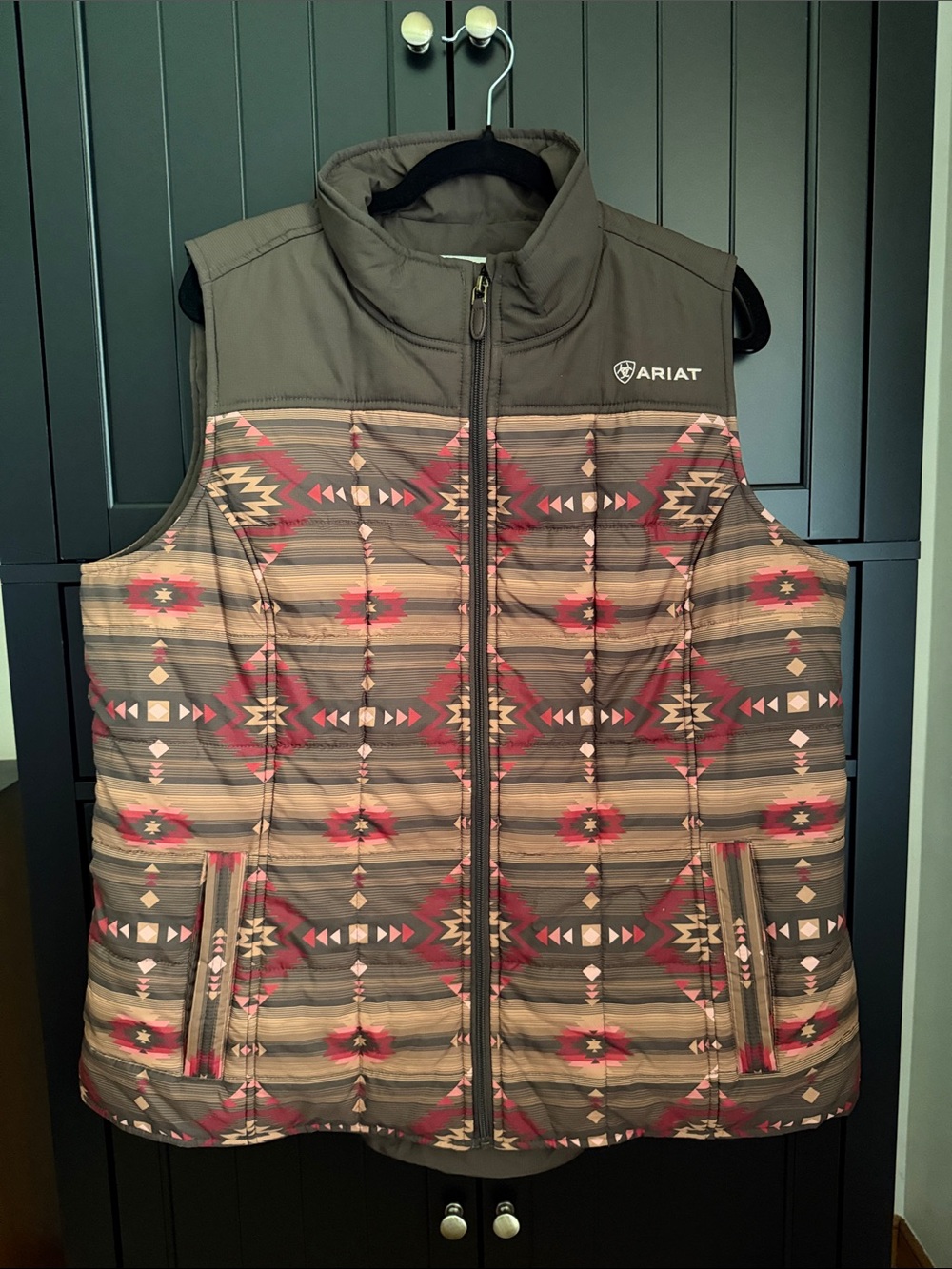 Ariat Brown Patterned Southwestern Quilted Vest